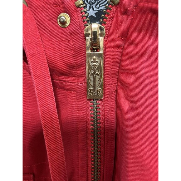 Basic Code Mens Jacket Red Size 2XL Full Zip Patches Hoodie 100% Cotton - Picture 5 of 14